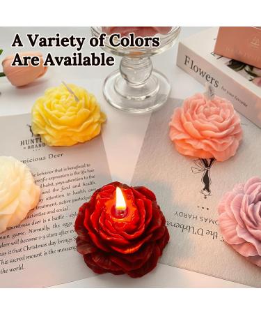 Burgundy Peony Flower Shape Candles - Aesthetic Scented Gifts for Women & Friends | 3 Inch Red Decor - Buy Online on GoSupps.com