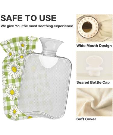Naanle Hot Water Bottle with Cover - 1L Plaid Daisy for Menstrual Cramps Relief & Cold Therapy | International Shipping Available - Buy Online on GoSupps.com