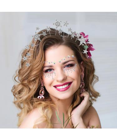 Stars Headband Star Adhesive Face Headbands Star Headbands Rhinestone for Carnival Parties Cosplay and Birthday Parties (Silver) - Buy Online on GoSupps.com