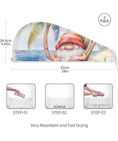 Beach Vacation Dwarf Hair Towel 2 Pack - Super Absorbent Quick Dry Hair Turbans for Women & Girls - Buy Online on GoSupps.com