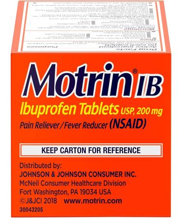 Motrin IB Ibuprofen 200mg Tablets - Pain Reliever for Aches & Pains - 100 Ct - Buy Online on GoSupps.com