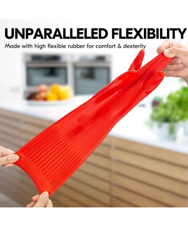 Vgo Reusable Household Gloves - Long Sleeve Latex Cleaning Gloves (Size L, Red) - Perfect for Dishwashing, Washing, Painting, Gardening, Pet Care - Buy Online on GoSupps.com