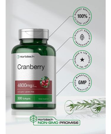 Premium Cranberry Supplement 4800mg | 300 Softgels | Non-GMO & Gluten Free Concentrate Extract by Horbaach - Buy Online on GoSupps.com