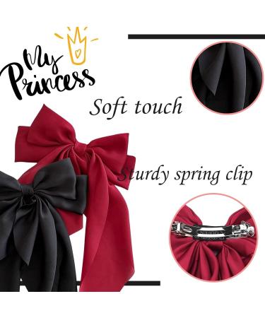 4PCS Black Hair Bows - Colorful French Automatic Clips for Women and Girls | Satin Ribbon Bow Hair Accessories - Buy Online on GoSupps.com