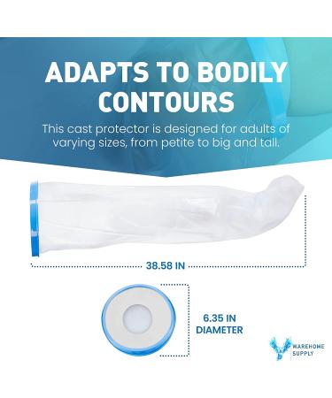 Leg Cast Cover for Leg Knee Foot Burn Wound - Waterproof & Reusable - Non-Slip Vinyl Guard for Shower - Fits 5'7'' Tall Individuals - Up to 38.58'' Height - Buy Online on GoSupps.com