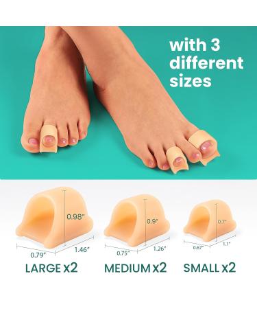 Welnove Hammertoe Corrector - 6 Pack Soft Gel Toe Splints - Toe Straighteners for Bent, Curled, Crooked Toes - Toe Corrector for Men and Women - 3 Sizes (Beige) - Buy Online on GoSupps.com