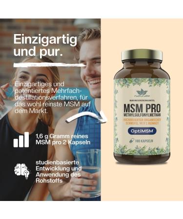 naturalie MSM PRO - 1.7 g of pure methylsulfonylmethane per daily dose - 99.9% purity thanks to OptiMSM distillation - No unnecessary additives - 180 capsules in a BPA-free brown glass - Buy Online on GoSupps.com