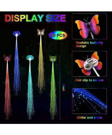 Willbond Pack Light Up Rave Hair Accessories - 30 LED Butterfly Clips, Fiber Optic Extensions, Glow in The Dark Flash Barrettes for Braid - Buy Online on GoSupps.com