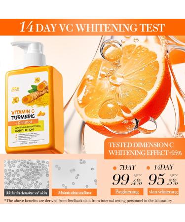  Utapossin Vitamin C and Turmeric Body Lotion - 300 ml - Brightening Body Lotion with Vitamin C for Beautiful Radiant Skin - Brightening Moisturizing Cream for Face and Body - Buy Online on GoSupps.com