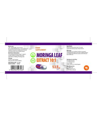 Moringa Leaf Equivalent to 5 000mg (500mg of 10:1 extract) 90 Vegan Third Party Tested Laboratory Tested High Strength Supplement - Buy Online on GoSupps.com