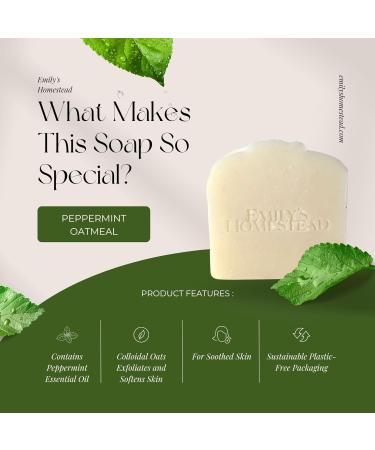 Emily's Homestead Natural Bar Soap - Exfoliating Peppermint Oatmeal 1 Bar | Eco-Friendly International Shipping - Buy Online on GoSupps.com