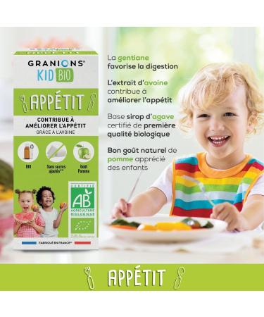 GRANIONS KID BIO APPETIT - Certified Organic - Apple Flavor - Helps stimulate appetite - Natural formula based on agave syru - Buy Online on GoSupps.com