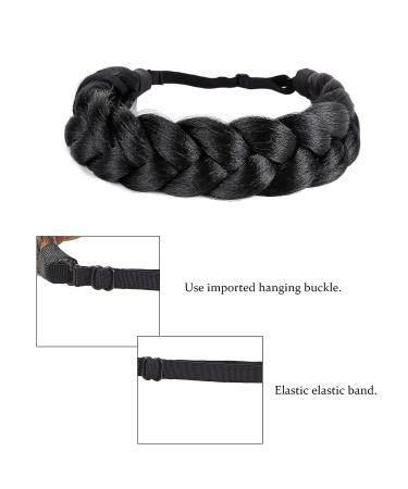 Bohemian Braided Headband Wig - Oversized Strand, Classic Style, Elastic Synthetic Hairband for Women and Girls (Black 1B) - Buy Online on GoSupps.com