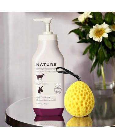 Goat Milk Lotion Bundle with Bath Sponge - Creamy Body Moisturizer Vitamins A & B3 Gentle for All Skin - Pack of 2 - Buy Online on GoSupps.com