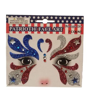 Patriotic Temporary Face Tattoos - 100pc Face Art for Memorial Day, 4th of July, Labor Day | Red White Blue Glitter | Election Party - Buy Online on GoSupps.com