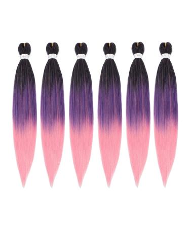 Antiensed Braid Hair Extensions - 6 Packs Yaki Texture Synthetic Fiber 26 Inch Crochet Hair in Black Purple Pink - Buy Online on GoSupps.com
