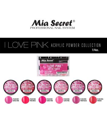 6PC Mia Secret Colored Acrylic Nail Art Powder Collection - I LOVE PINK | Vibrant Shades for Stunning Nail Designs - Buy Online on GoSupps.com