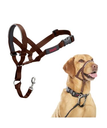 Halti head harness-prevents your dog from pulling on a leash simple adjustment light with padded nose strap anti-pull neck band for medium-sized dogs (size 3 walnut brown) walnut brown 3