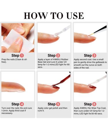 AIMEILI 4 in 1 Rubber Base Gel & Top Coat Set - 2 x 10ML Soak Off UV LED Gel Nail Polish for Glossy & Long Lasting Manicure - Buy Online on GoSupps.com