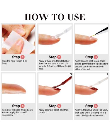 AIMEILI Rubber Base Gel Polish & No Wipe Top Coat Kit - Soak Off UV LED Clear Gel Nail Polish for Perfect Nails - Buy Online on GoSupps.com