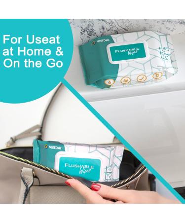 Vietdai Flusable Moist Toilet Paper Wipes - 168 Sheets Aloe Vera & Chamomile Gentle Travel Wet Wipes for Sensitive Skin - Buy Online on GoSupps.com