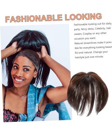 DOITOOL Piece Wig Hair Volume Cover Bangs Hair Extensions Brown Hair Topper Flat Bangs Clip on Brown Hair Bangs Clip on Fake Bangs Clip Chemical Fiber No Trace Middle Aged Tassel - Buy Online on GoSupps.com