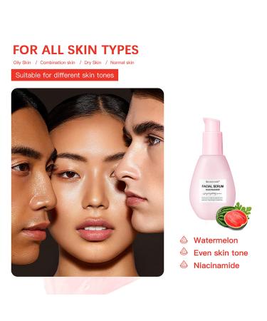 60ML Watermelon Niacinamide Moisturizing Face Serum | Hydrating Facial Serum with Hyaluronic Acid & Vitamin E | Brighten & Hydrate Your Skin - Buy Online on GoSupps.com