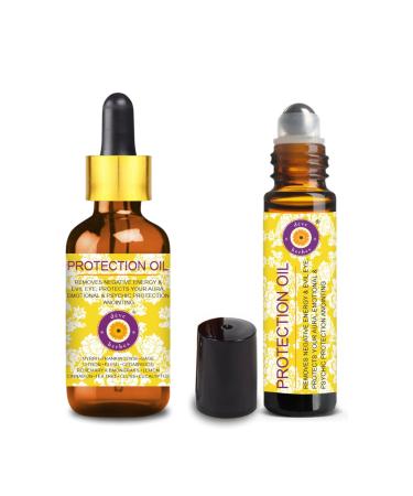 Deve Herbes Protection Oil - Essential Oil Blend to Ward Off Negative Energies & Evil Eye with 10ml & 5ml 0.25 Fl Oz (Pack of 2)