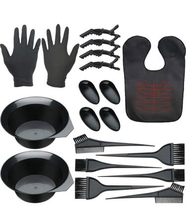 XUBX 19 pieces hair dye kit hair faerben set coloring DIY salon tool including hair tinting shell colored flashing ear cushion hair crocodile terminals gloves hair color clasp
