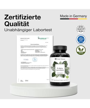 ONLY Nature R Alpha Lipoic Acid 300mg - Vegan Capsules 120 High-Dose Lab-Tested Units Additive-Free Made in Germany - Buy Online on GoSupps.com