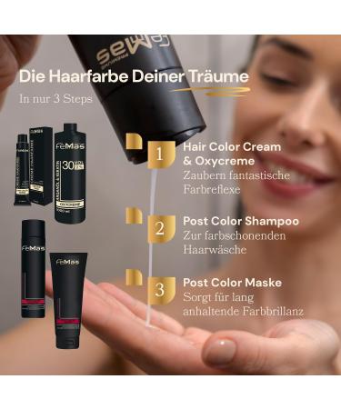  Femmas FemMas Intense Black Hair Color 1.0 | Cream with Argan Oil Keratin and Ceramides | As a permanent hair color for vibrant and long-lasting results 100 ml - Buy Online on GoSupps.com