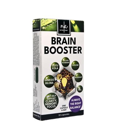 NutraKing Ginkgo Biloba High Strength Brain Booster Capsule (32 Day Supply) - Brain Supplement Complex for Focus Energy Memory & Mood with Bacopa Monnieri Choline & Vitamin B6 for Brain