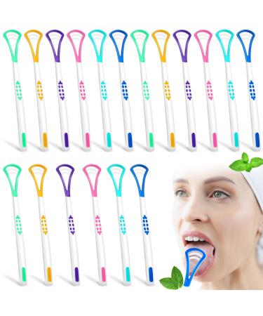 18 Pcs Tongue Scraper for Adults, Tongue Scraper Cleaner, Colorful Tongue Cleaner, Oral Care Scrapers Kits Plastic Tongue Brush for Reducing Bad Breath Adults Kids Healthy Oral Care Tools Easy to Use