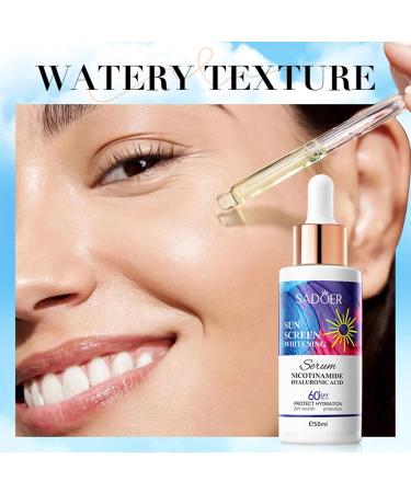 Face Serum SPF 60+ | Invisible Daily Sunscreen with Hyaluronic Acid & Niacinamide | Lightweight 24h Moisturizing Protection for Women - Buy Online on GoSupps.com