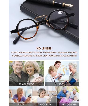 Buy Vevesmundo Round Retro Reading Glasses - Unisex Leopard Pattern +1.0 to +4.0 | Stylish Visual Aid - Buy Online on GoSupps.com