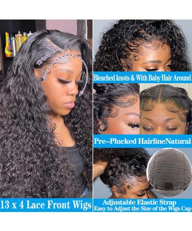 Aomllute 24 Inch Deep Wave HD Lace Frontal Human Hair Wig - 180% Density, Pre-Plucked, Natural Black Color for Women - Buy Online on GoSupps.com