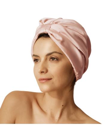 Sleep & Glow Silk Hair Turban for Sleeping Double Layered 100% Natural Mulberry Silk Night Hair Bonnet for Healthy and Shiny Hair (Rose Smoke)