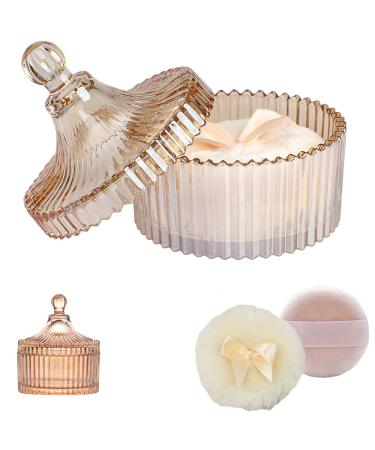 Ensemble 3 Pi ces Bo tes Poudre En Verre Bo tes Poudre pour Le Corps Bo te Talc pour B b Avec Houppette pour B b s Cadeau Id al pour Les Femmes(Sans Poudre)