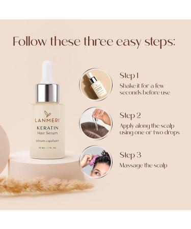 Lanmeri Hair Growth Serum with Keratin Amino Complex - Anti Frizz Control, Repair, and Thickening Treatment for Dry, Damaged Hair - Hair Loss Prevention for Men and Women - Buy Online on GoSupps.com