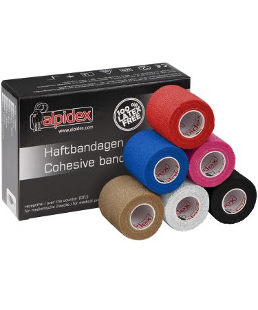 Alpidex 6 rolls adhesive bandage 5 cm x 4.5 m self -adhesive bandage pet bandages fixing band sport vet wrap tape self -adhering color: colorful