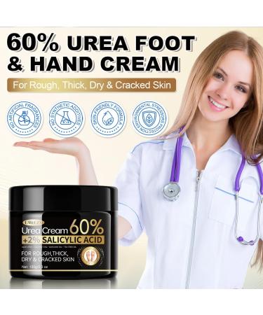 LASHHOME Urea Cr me 60 Procent voor Voeten en Handen LAWEZX 60 Urea Foot Cream Plus 2 Salicylic Acid Maximum Strength Moisturizer for Rough Dry Thick & Cracked Skin Callus Remover Deep Hydration 150g - Buy Online on GoSupps.com