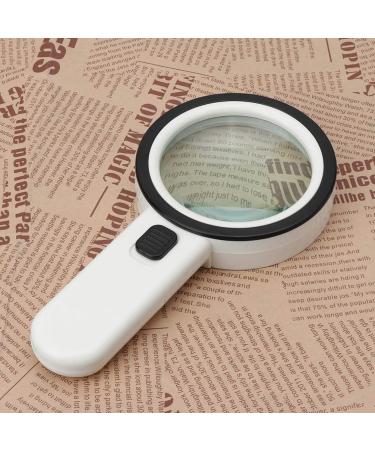30X Lighted Glass Handheld Reading Magnifier Glass with 12 LED Lights for Seniors & Kids Double Glass Lens - Buy Online on GoSupps.com