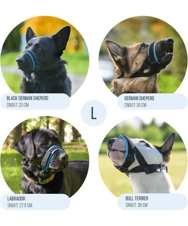 Gentle Muzzle Guard for Dogs - Prevents Biting and Unwanted Chewing Safely New Secure Comfort Fit - Soft Neoprene Padding No More Chafing Included Training Guide Helps Build Bonds with Pet (L Blue) Blue L (Pack of 1) - Buy Online on GoSupps.com