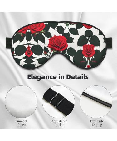 SSIMOO Rustic Red Rose Print Double-Sided Eye Mask | Soft Light Blocking Sleep Aid | Perfect for Travel & Home - Buy Online on GoSupps.com