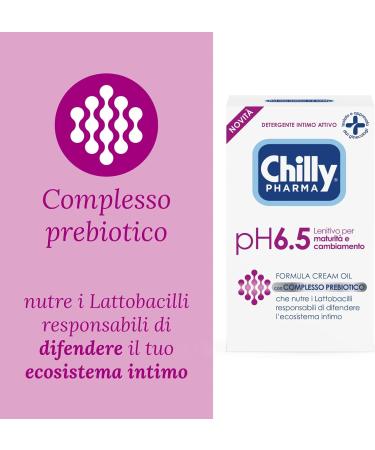  Chilly Chilly Pharma Underwear Cleansing Gel Intimate Hygiene Cleansing Gel for Menopause Cream-Oil Formula for Mature Skin pH 6.5 - Dermatologically tested - 250 ml bottle - Buy Online on GoSupps.com