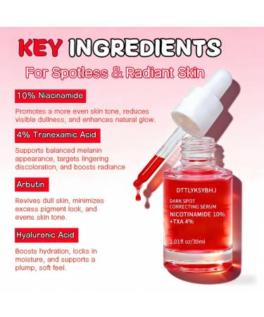 Niacinamide 10% TXA Serum - Brightening & Clarifying Facial Serum with Tranexamic Acid 4% Arbutin 2% Hyaluronic Acid - for Dark Spots Hyperpigmentation Melasma & Radiant Glass Skin - 30ml - Buy Online on GoSupps.com