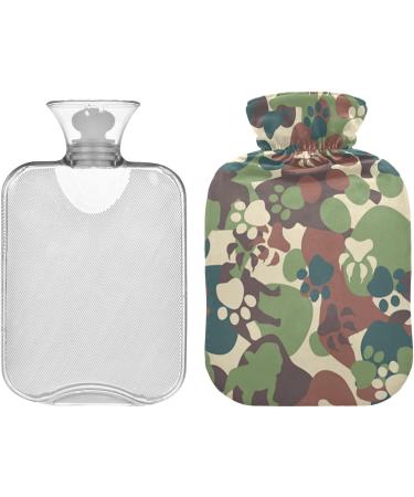 NAANLE Camouflage Dinosaurs PAW Heat Bottle - 1L Transparent Hot Water Bottle for Bed Hand & Feet Warmer Pain Relief & Cold Therapy - Buy Online on GoSupps.com