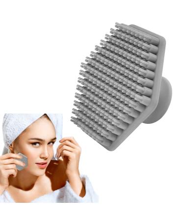 Silicone Facial Cleansing Brush - Silicone Face Scrubber Exfoliator with Handle Rubber Face Scrubber Face Wash Brush Facial Cleansing Brush Handheld Face Exfoliator Brush for Women Grey