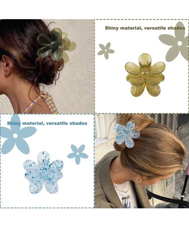 12 Pieces Flower Claw Clips - Large Hair Jaw Clips for Women - 12 Colors Clear Big Hair Claw Clips - Non Slip Strong Hold - Hair Catch Clamps for Thin and Thick Hair - Buy Online on GoSupps.com