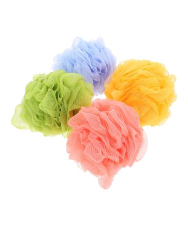 ARTSEWPLY 4 Pieces Bath Balls Pink Soft Flower Scrub Back Clean for Washing Get Bath Puff Bath Bush Foaming Bath Ball Luffa Bath Ball Bath Rub Pe